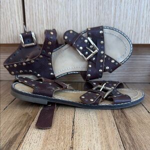 Brown Studded Kids Sandals